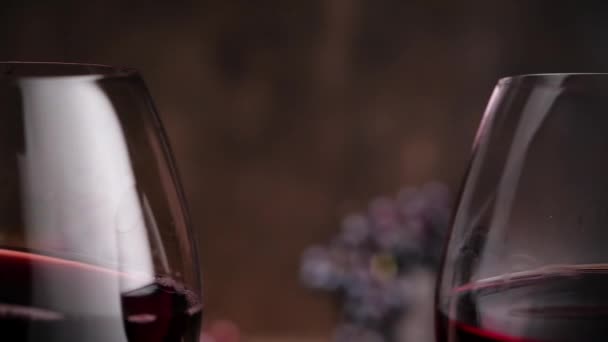 Copas de vino tintineo durante el brindis — Vídeo de stock