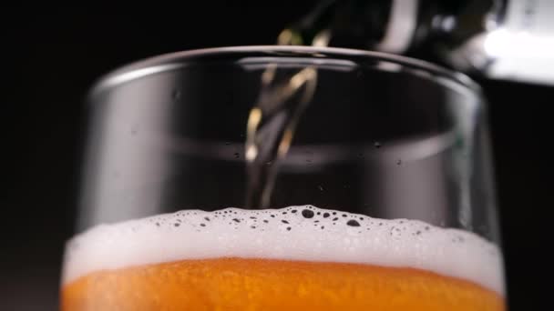 Vers bier dat in glas stroomt — Stockvideo