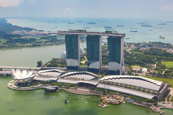 Singapore June 2018 Panoramic Aerial View Marina Bay Sands Hotel — Stock Photo, Image