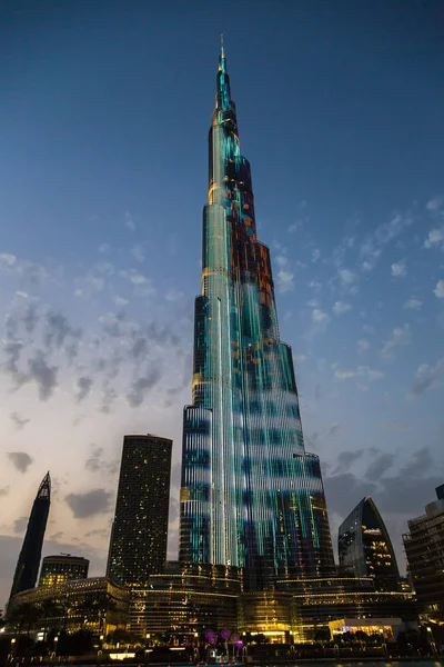 Dubai Emiratos Árabes Unidos Junio 2018 Burj Khalifa Noche Dubai —  Fotos de Stock