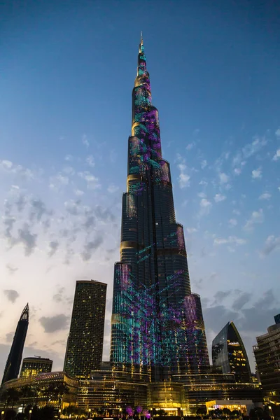 Dubai Emiratos Árabes Unidos Junio 2018 Burj Khalifa Noche Dubai —  Fotos de Stock