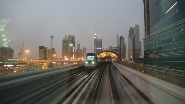 Dubai Egyesült Arab Emírségek Június 2018 Dubai Metro Vasúti Egy — Stock videók