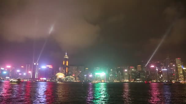 Hong Kong Chine Juin 2018 Spectacle Laser Dans Port Victoria — Video