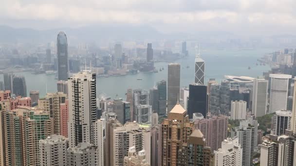 Hongkong Kina Juni 2018 Panoramautsikt Över Hong Kong Affärsdistriktet Sommardag — Stockvideo