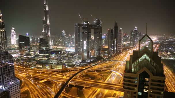Dubai Uae June 2018 Road Panorama Downtown Dubai Night United — Stock Video