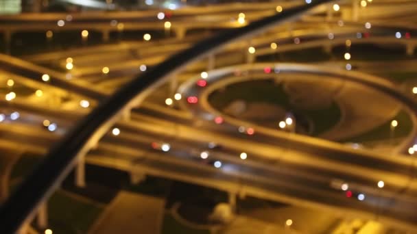 Strada Sfocata Nel Centro Dubai Notte Emirati Arabi Uniti — Video Stock