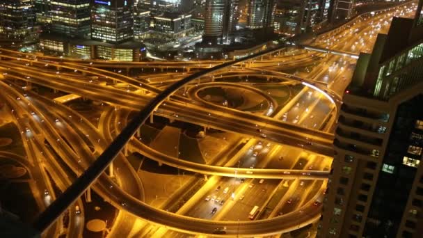 Dubaj Zea Czerwca 2018 Drogi Panorama Downtown Dubai Nocy Zjednoczone — Wideo stockowe