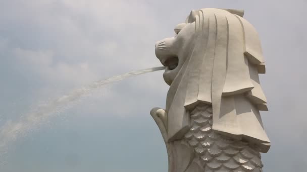 Singapur Czerwca 2018 Merlion Fontanna Rzeźba Symbol Singapuru Letni Dzień — Wideo stockowe