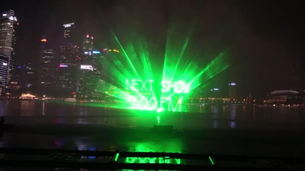 Singapur Czerwca 2018 Fontanny Noc Laser Show Singapurze Pobliżu Marina — Wideo stockowe