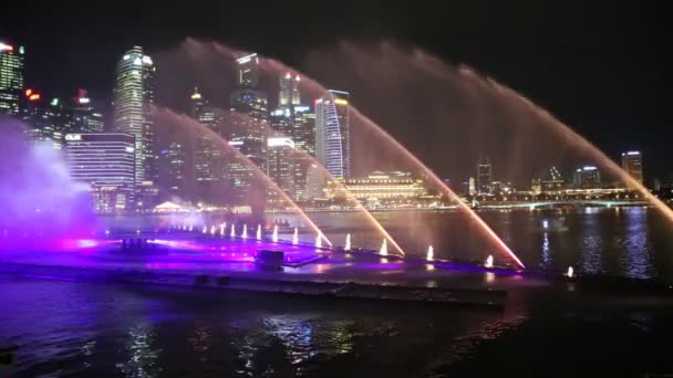 Singapour Juin 2018 Spectacle Laser Nuit Sur Les Fontaines Singapour — Video