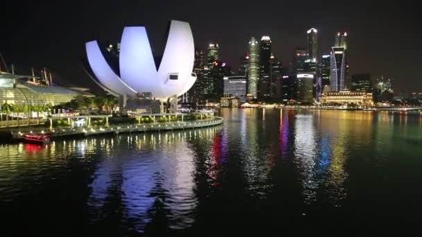 Singapur Junio 2018 Museo Arte Ciencia Singapur Noche Verano — Vídeo de stock