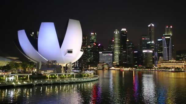 Singapur Junio 2018 Museo Arte Ciencia Singapur Noche Verano — Vídeo de stock