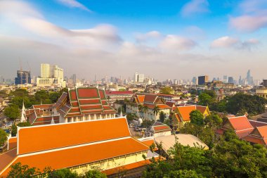 Bangkok, Tayland Wat Saket tapınakta bir yaz günü, havadan görünümü