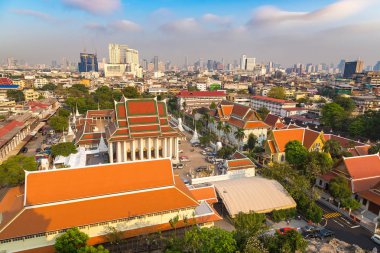 Bangkok, Tayland Wat Saket tapınakta bir yaz günü, havadan görünümü