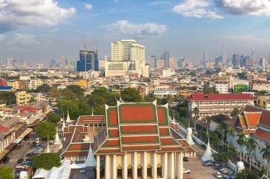 Bangkok, Tayland Wat Saket tapınakta bir yaz günü, havadan görünümü