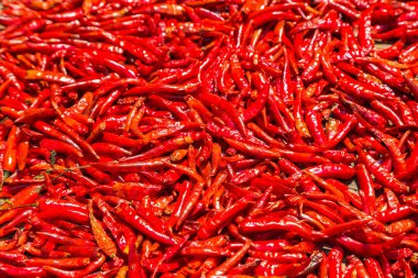 Bangkok, Tayland için sebze piyasasında bir yaz günü kırmızı biber arka plan