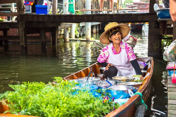 Bangkok Thaïlande Mars 2018 Marché Flottant Thaïlande Dans Une Journée — Photo