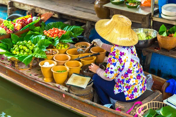 Mercado Flotante Tailandia Día Verano —  Fotos de Stock