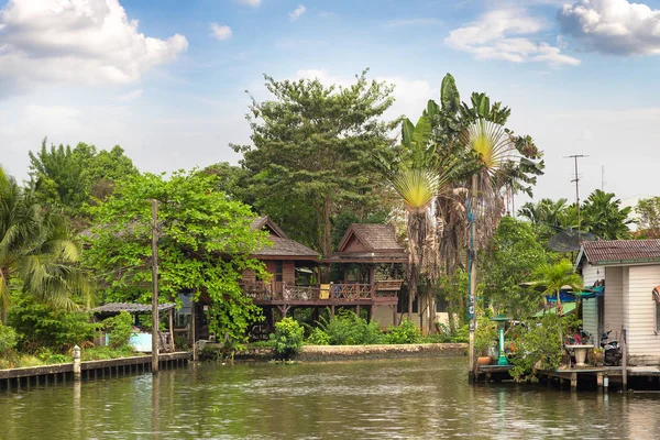 Livet Längs Floden Bangkok Sommardag — Stockfoto