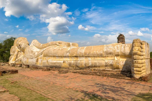 Sleeping Buddha Reclining Buddha Ayutthaya Thailand Summer Day — Stock Photo, Image