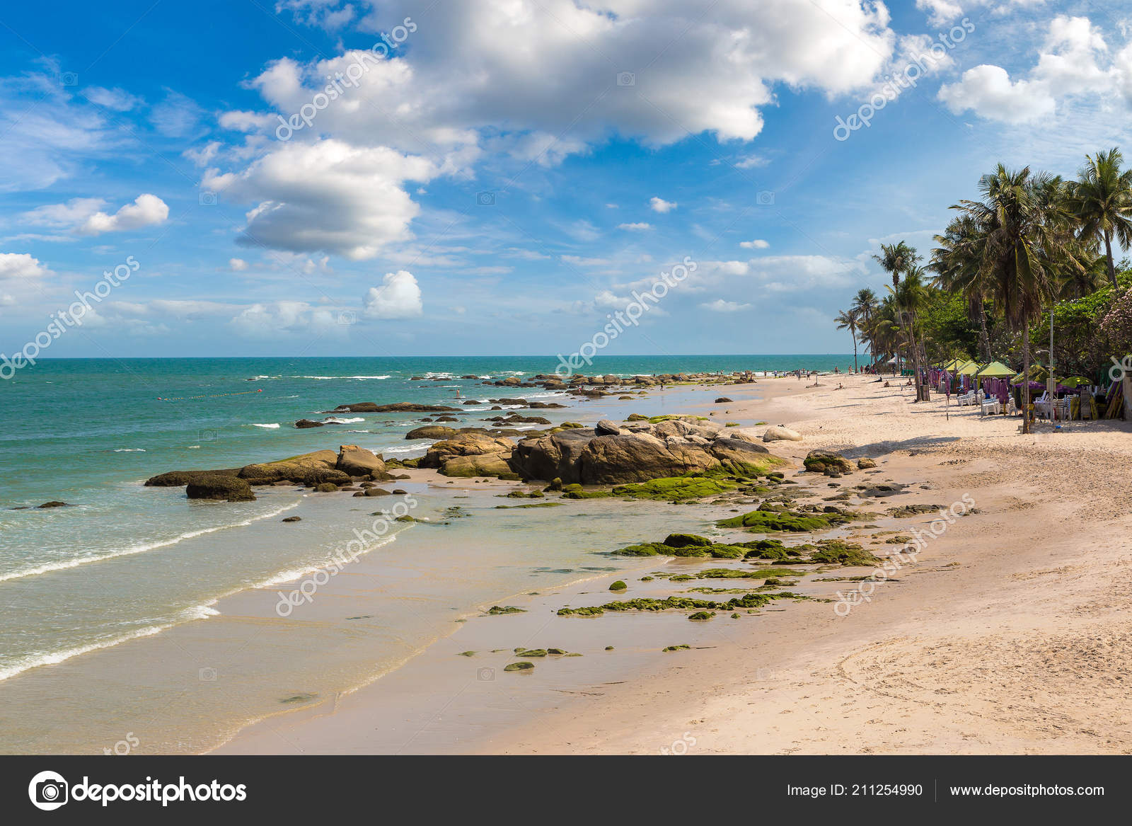 Hua Hin Beach Thailand Beautiful Summer Day Stock Photo