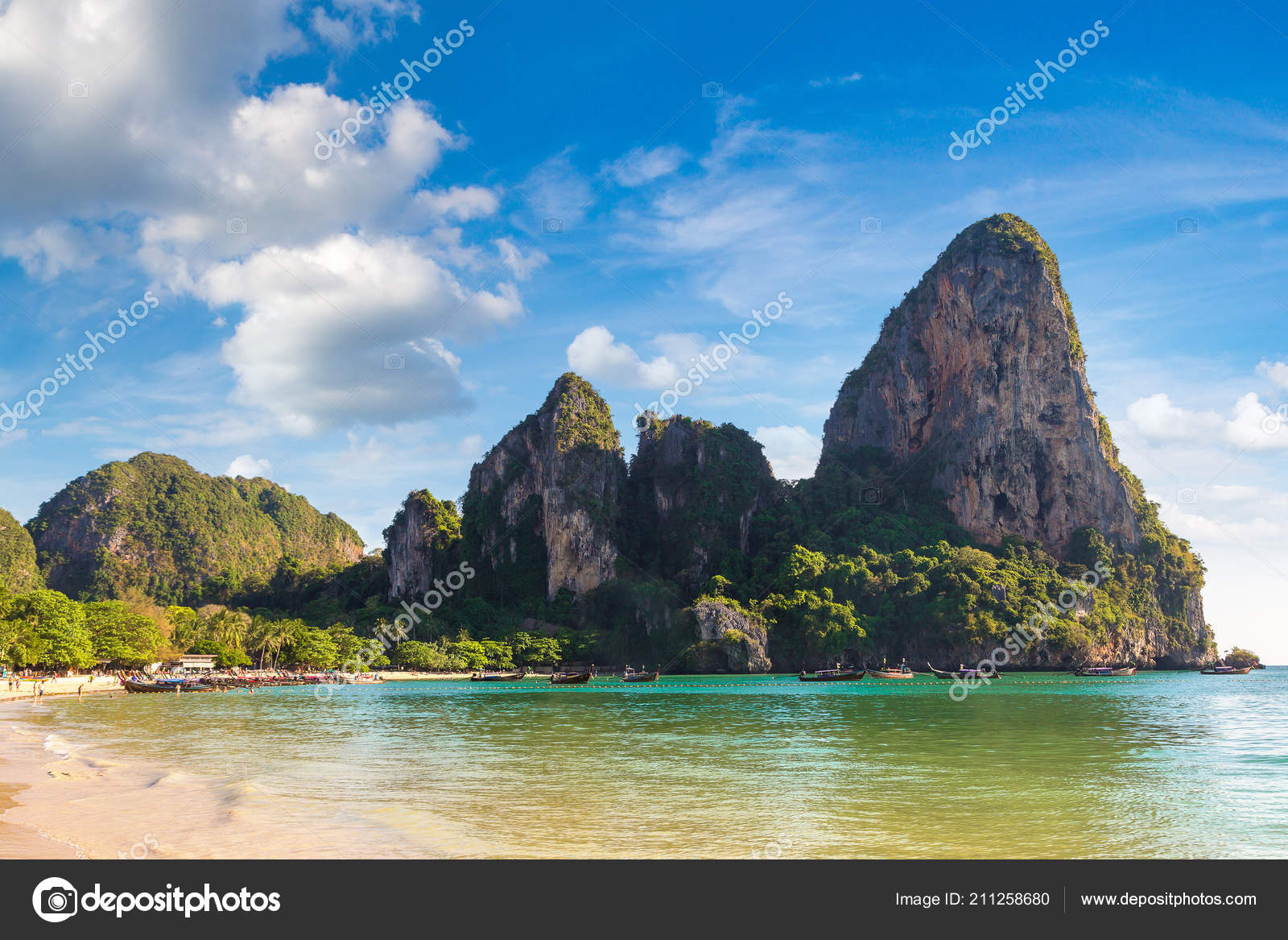 Railay Beach Krabi Thailand Summer Day Stock Photo