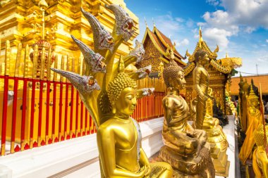 Golden pagoda Wat Phra Bu DOI Suthep Chiang Mai, Tayland bir yaz günü içinde