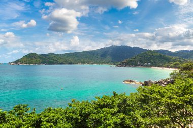 Panoramik Ao tanga Nai Pan Noi Beach Koh Samui Adası, Tayland bir yaz günü