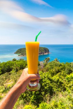 Taze organik Mango sallamak Restoran Koh Samui Adası, Tayland bir yaz günü