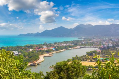 Koh Samui Adası, Tayland bir yaz günü hava panoramik