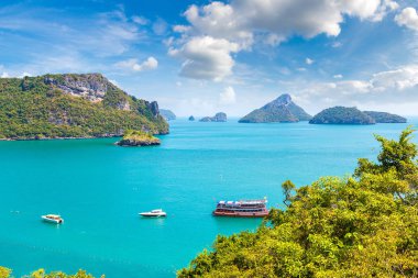 Bir yaz günü Mu Ko Ang Thong Milli Parkı, Tayland hava panoramik görünümü