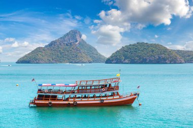 Bir yaz günü Mu Ko Ang Thong Milli Parkı, Tayland hava panoramik görünümü