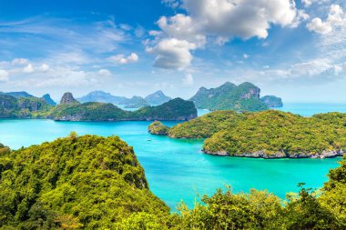 Bir yaz günü Mu Ko Ang Thong Milli Parkı, Tayland hava panoramik görünümü