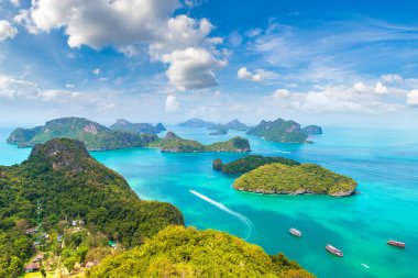Bir yaz günü Mu Ko Ang Thong Milli Parkı, Tayland hava panoramik görünümü