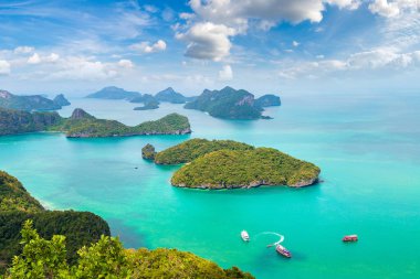 Bir yaz günü Mu Ko Ang Thong Milli Parkı, Tayland hava panoramik görünümü