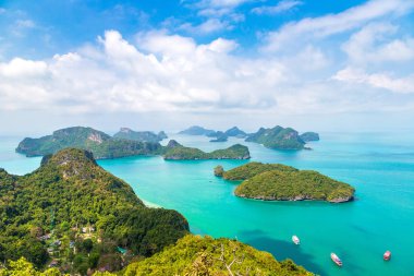 Bir yaz günü Mu Ko Ang Thong Milli Parkı, Tayland hava panoramik görünümü