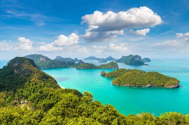 Bir yaz günü Mu Ko Ang Thong Milli Parkı, Tayland hava panoramik görünümü