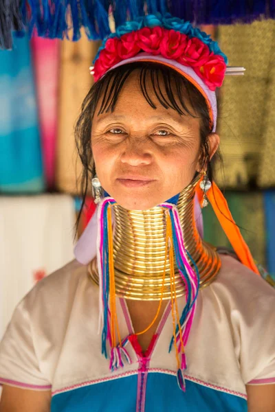 Chiang Rai Thailand March 2018 Portrait Long Neck Woman Village — Stock Photo, Image