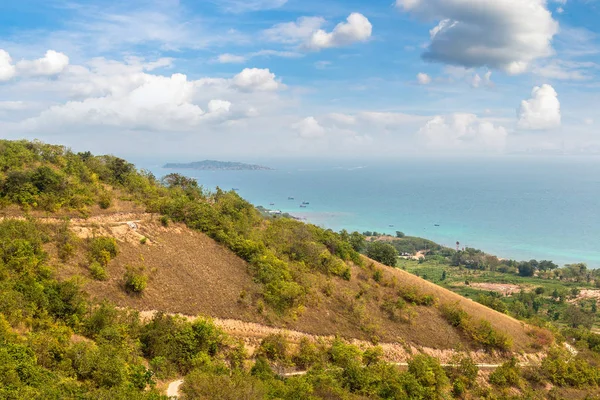 Bir Yaz Günü Tayland Koh Lan Adasının Panoramik Havadan Görünümü — Stok fotoğraf