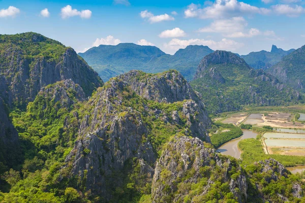 Vue Aérienne Panoramique Parc National Khao Sam Roi Yot Thaïlande — Photo