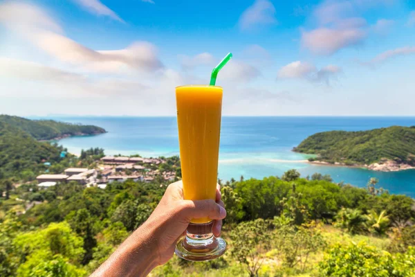 Färsk Ekologisk Mango Skaka Restaurangen Koh Phangan Thailand Sommardag — Stockfoto