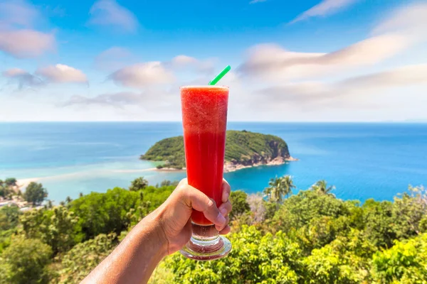 Färsk Ekologisk Vattenmelon Skaka Restaurangen Koh Phangan Thailand Sommardag — Stockfoto