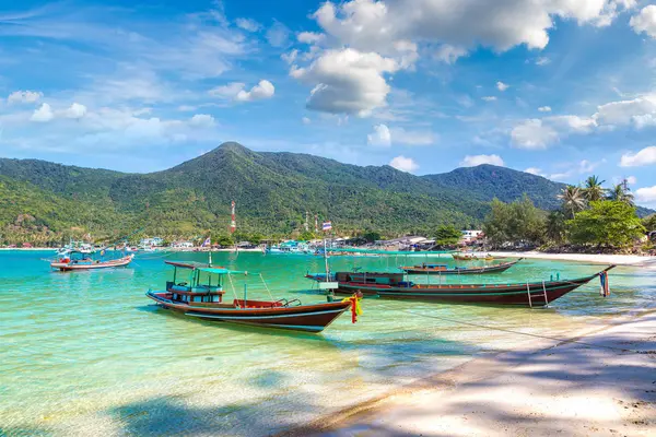 Perahu Nelayan Kayu Tradisional Pulau Koh Phangan Thailand Pada Musim — Stok Foto