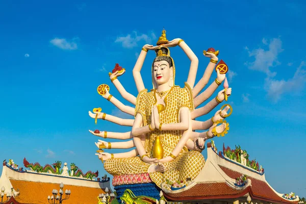 Socha Šivy Chrámu Wat Plai Laem Samui Thajsko Letním Dni — Stock fotografie