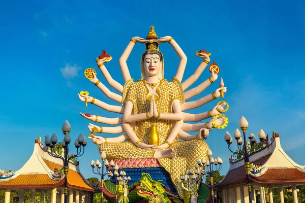 Statua Shiva Świątyni Wat Plai Laem Samui Tajlandia Letni Dzień — Zdjęcie stockowe