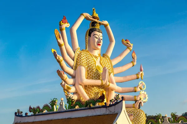 Shiva Szobor Wat Plai Laem Templomban Samui Thaiföld Egy Nyári — Stock Fotó