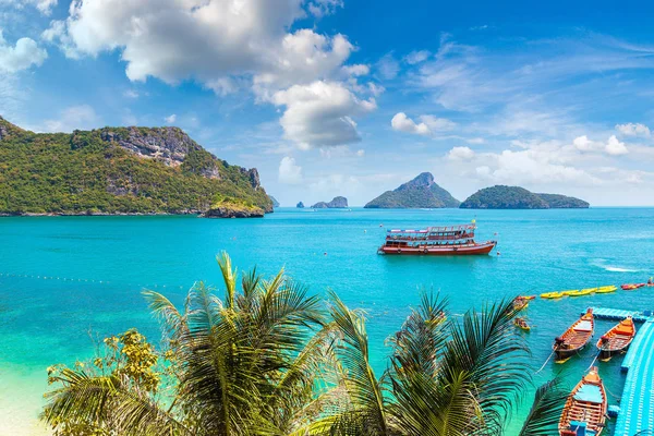 Bir yaz günü Mu Ko Ang Thong Milli Parkı, Tayland hava panoramik görünümü