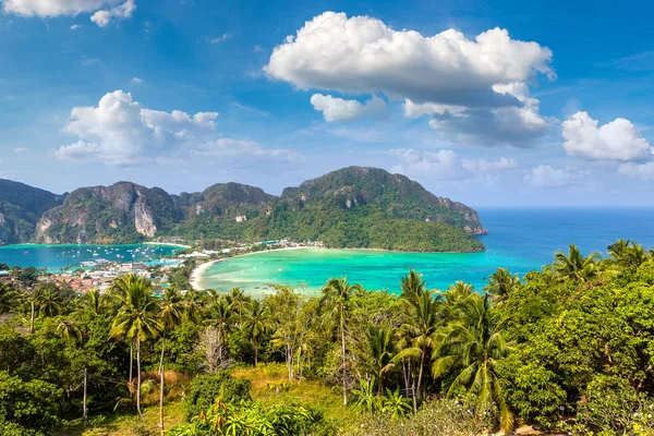 Panorama Luftaufnahme Der Insel Phi Phi Don Thailand Einem Sommertag — Stockfoto