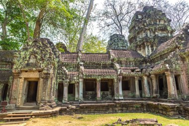 Ta Prohm tapınak kalıntıları olduğunu Khmer antik tapınak Siem Reap içinde karmaşık Angkor Wat, Kamboçya'da bir yaz günü