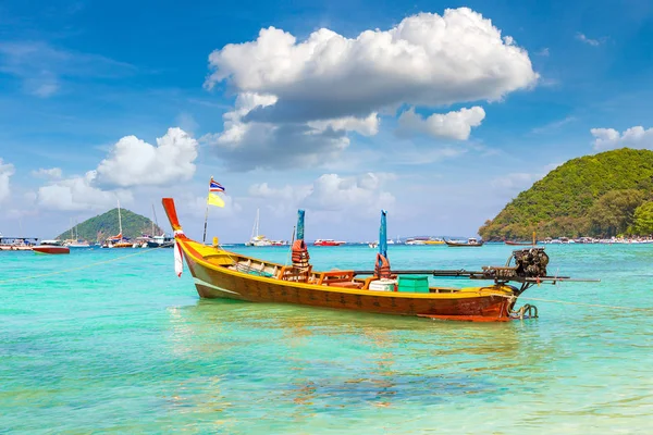 Barco Cauda Longa Tradicional Ilha Coral Perto Ilha Phuket Tailândia — Fotografia de Stock
